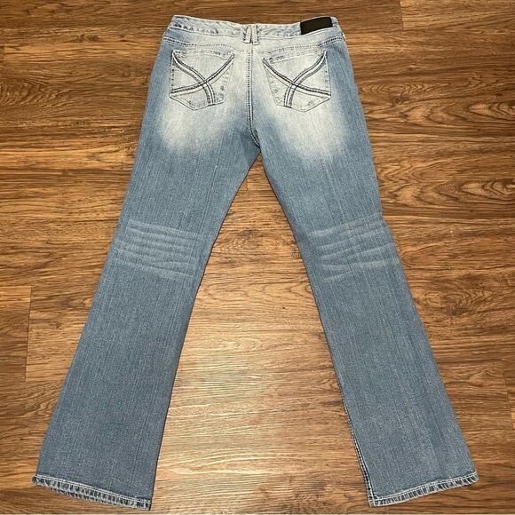 Twenty One Black Stretchy Distressed Regular Low-rise Slim Boot Jeans 15/16 - Picture 8 of 8